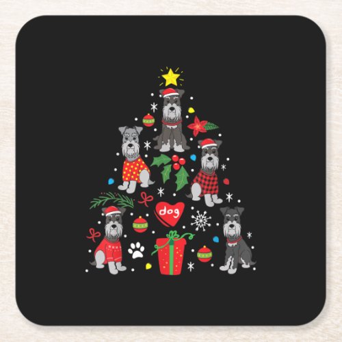 Schnauzer Christmas Tree Ornament Funny Pet Dog Square Paper Coaster