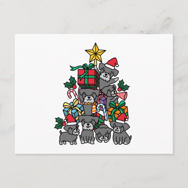 Schnauzer Christmas Tree Postcard (Front)