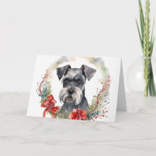 Schnauzer Christmas Wreath Festive Pup Card