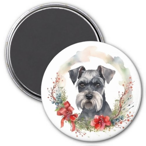 Schnauzer Christmas Wreath Festive Pup Magnet