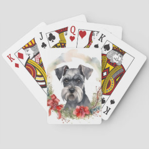 Schnauzer Christmas Wreath Festive Pup Poker Cards