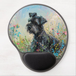 Schnauzer Colorful Wildflowers Gel Mouse Pad