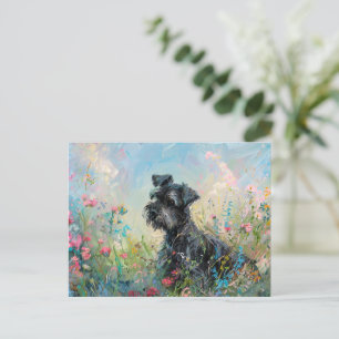 Schnauzer Colorful Wildflowers Postcard