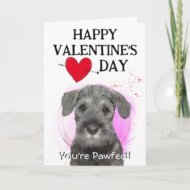 Schnauzer Customized Valentine's Day Holiday Card (Front)