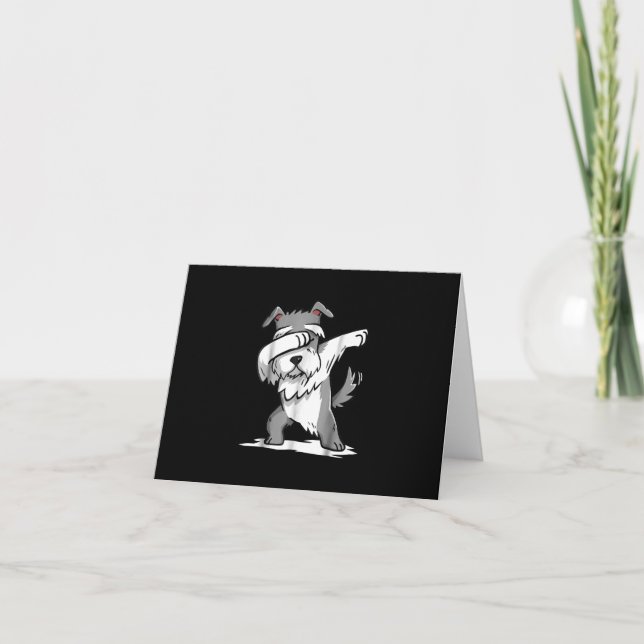 Schnauzer Cute Dabbing Funny Dab Dance Gift Letterpress Thank You Card (Front)