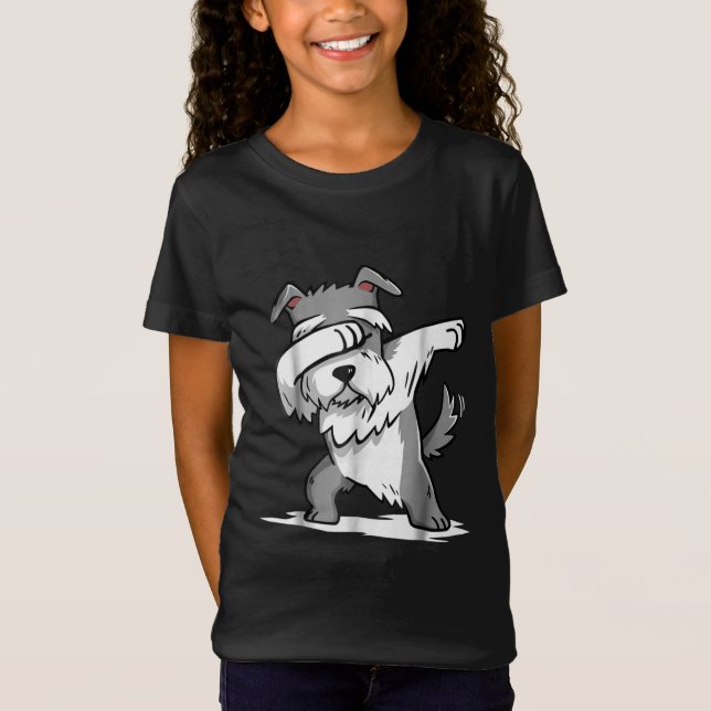 Schnauzer Cute Dabbing Funny Dab Dance Gift T-Shirt (Front)