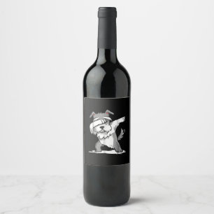Schnauzer Cute Dabbing Funny Dab Dance Gift Wine Label