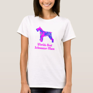 Schnauzer Cute Dog Best Mom Pink Silhouette T-Shirt