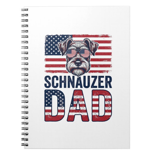 Schnauzer Dad Patriotic Vintage Dog Notebook (Front)