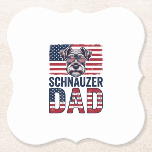 Schnauzer Dad Patriotic Vintage Dog Paper Coaster