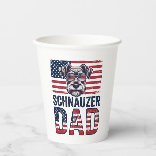 Schnauzer Dad Patriotic Vintage Dog Paper Cups