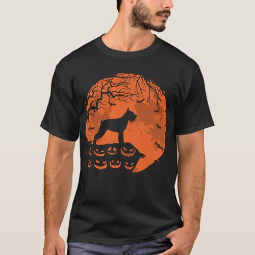 schnauzer Dog And Moon Halloween Dog Lover Gift T_Shirt