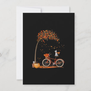 Schnauzer Dog and Pumpkins Bicycle Autumn Leaf Thank You Card