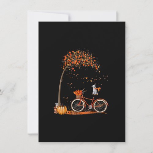 Schnauzer Dog and Pumpkins Bicycle Autumn Leaf Thank You Card