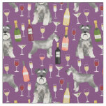 Schnauzer dog and wine purple fabric