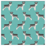 schnauzer dog black and white pet aqua fabric