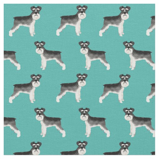 schnauzer dog black and white pet aqua fabric