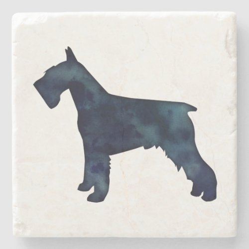 Schnauzer Dog Breed Black Watercolor Silhouette Stone Coaster