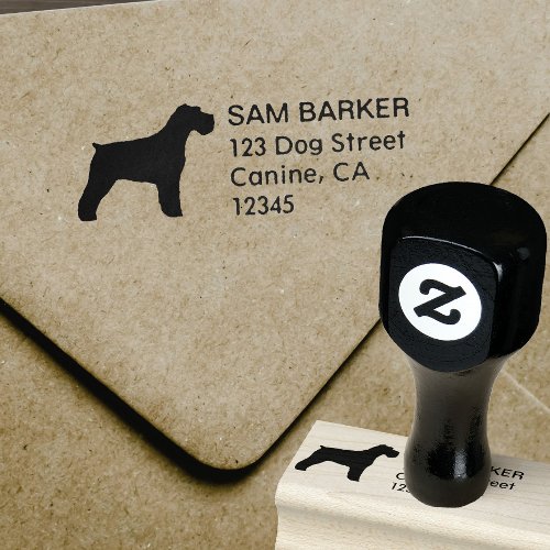 Schnauzer Dog Breed Silhouette Return Address Rubber Stamp