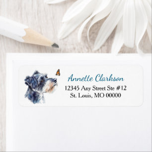 Schnauzer Dog Butterfly Wonder Return Address Label