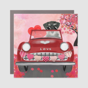 Schnauzer Dog Car with Hearts Valentine's  Magnet