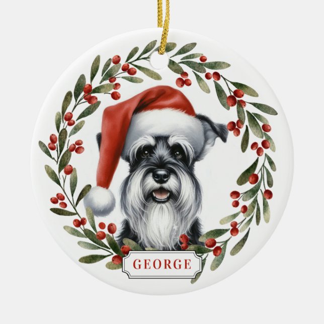 Schnauzer Dog Ceramic Circle Ornament (Front)