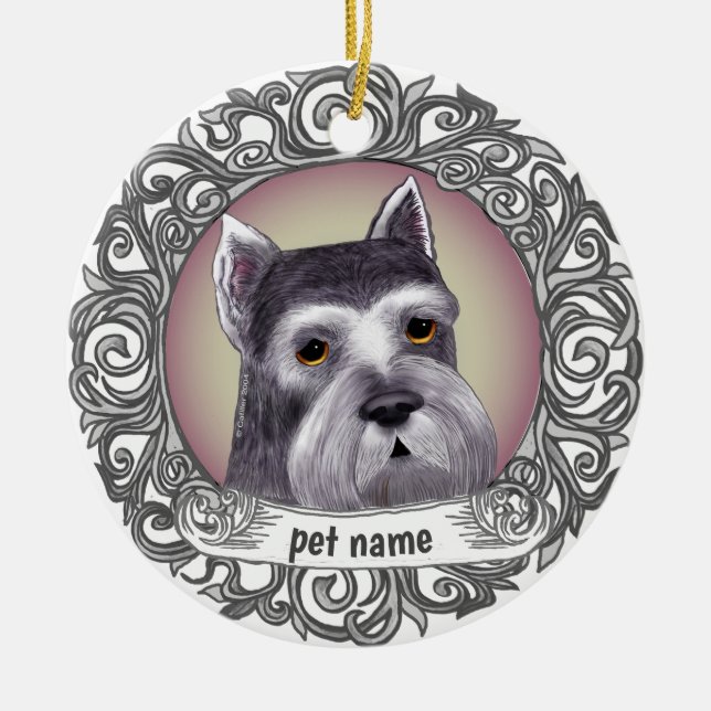Schnauzer Dog Ceramic Ornament (Front)