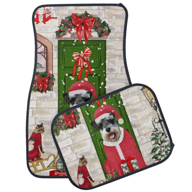 Schnauzer Dog Christmas  Car Floor Mat (Set)