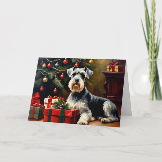 Schnauzer Dog Christmas Card (Front)