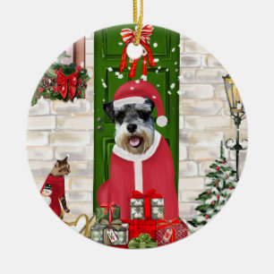 Schnauzer Dog Christmas Ceramic Ornament