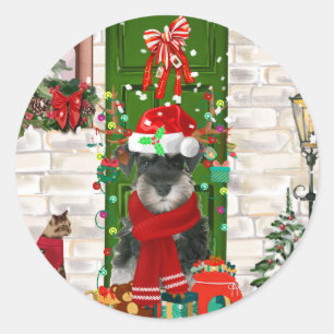 Schnauzer Dog Christmas Classic Round Sticker