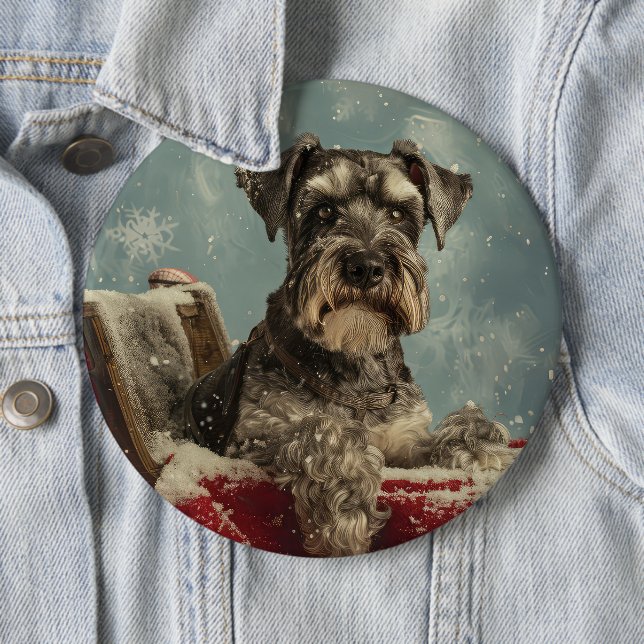 Schnauzer Dog Christmas Festive Button (In Situ)