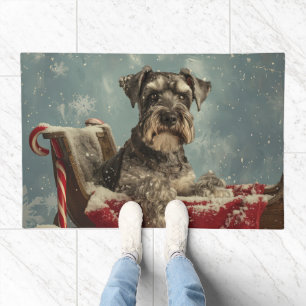 Schnauzer Dog Christmas Festive Doormat