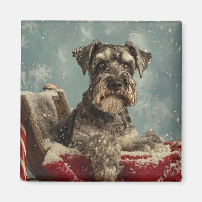 Schnauzer Dog Christmas Festive Magnet (Front)
