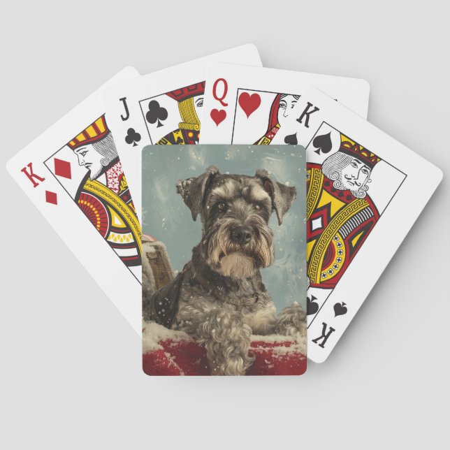 Schnauzer Dog Christmas Festive Poker Cards (Back)