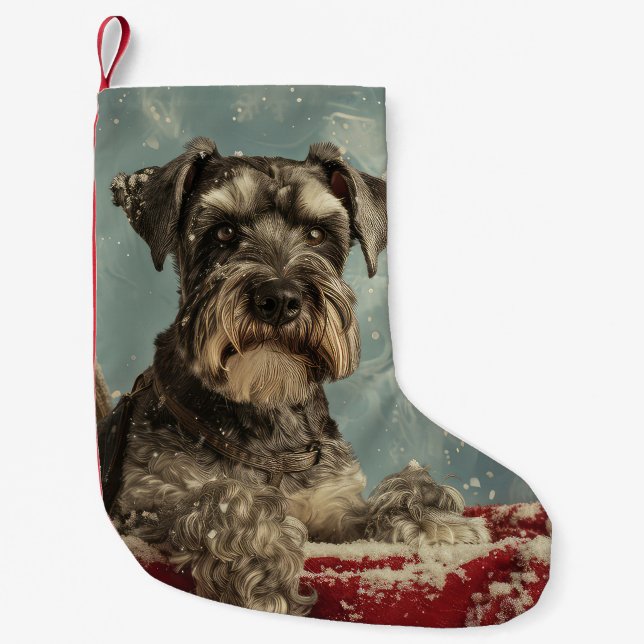 Schnauzer Dog Christmas Festive Small Christmas Stocking (Front)