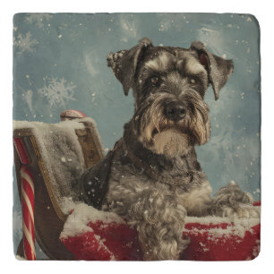 Schnauzer Dog Christmas Festive Trivet