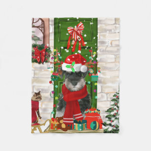 Schnauzer Dog Christmas  Fleece Blanket