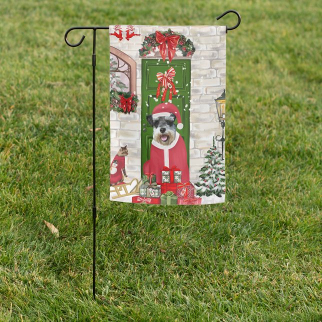 Schnauzer Dog Christmas  Garden Flag (In SItu)