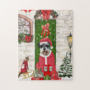 Schnauzer Dog Christmas Jigsaw Puzzle