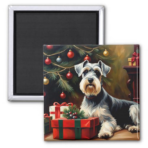 Schnauzer Dog Christmas Magnet
