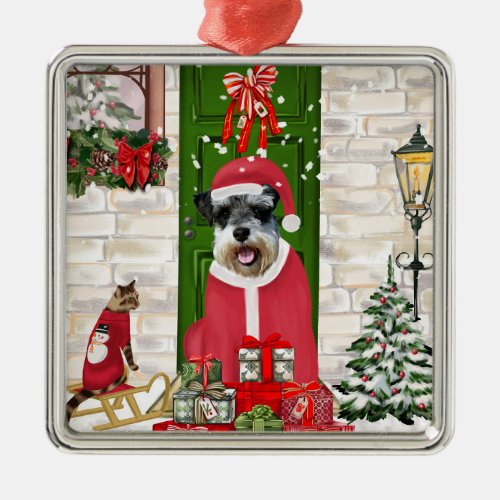 Schnauzer Dog Christmas Metal Ornament