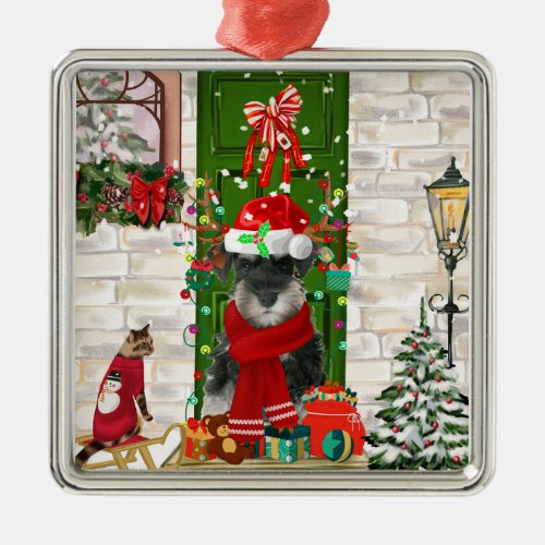 Schnauzer Dog Christmas  Metal Ornament