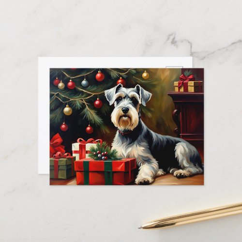 Schnauzer Dog Christmas Postcard