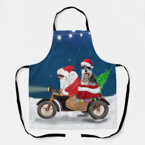 Schnauzer Dog Christmas Santa Claus   Apron