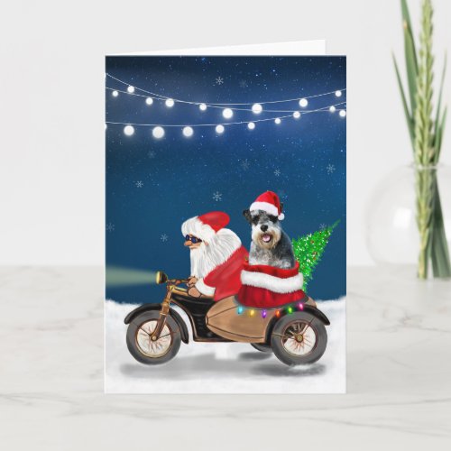 Schnauzer Dog Christmas Santa Claus  Card