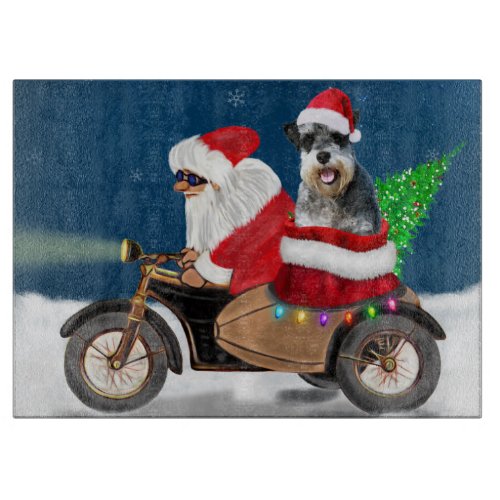 Schnauzer Dog Christmas Santa Claus  Cutting Board