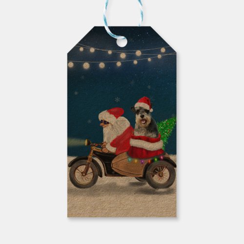 Schnauzer Dog Christmas Santa Claus  Gift Tags