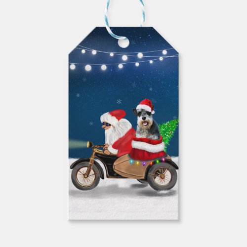 Schnauzer Dog Christmas Santa Claus  Gift Tags