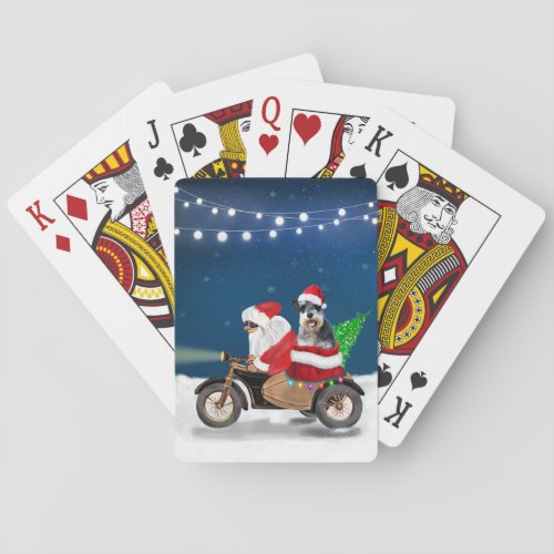 Schnauzer Dog Christmas Santa Claus Poker Cards